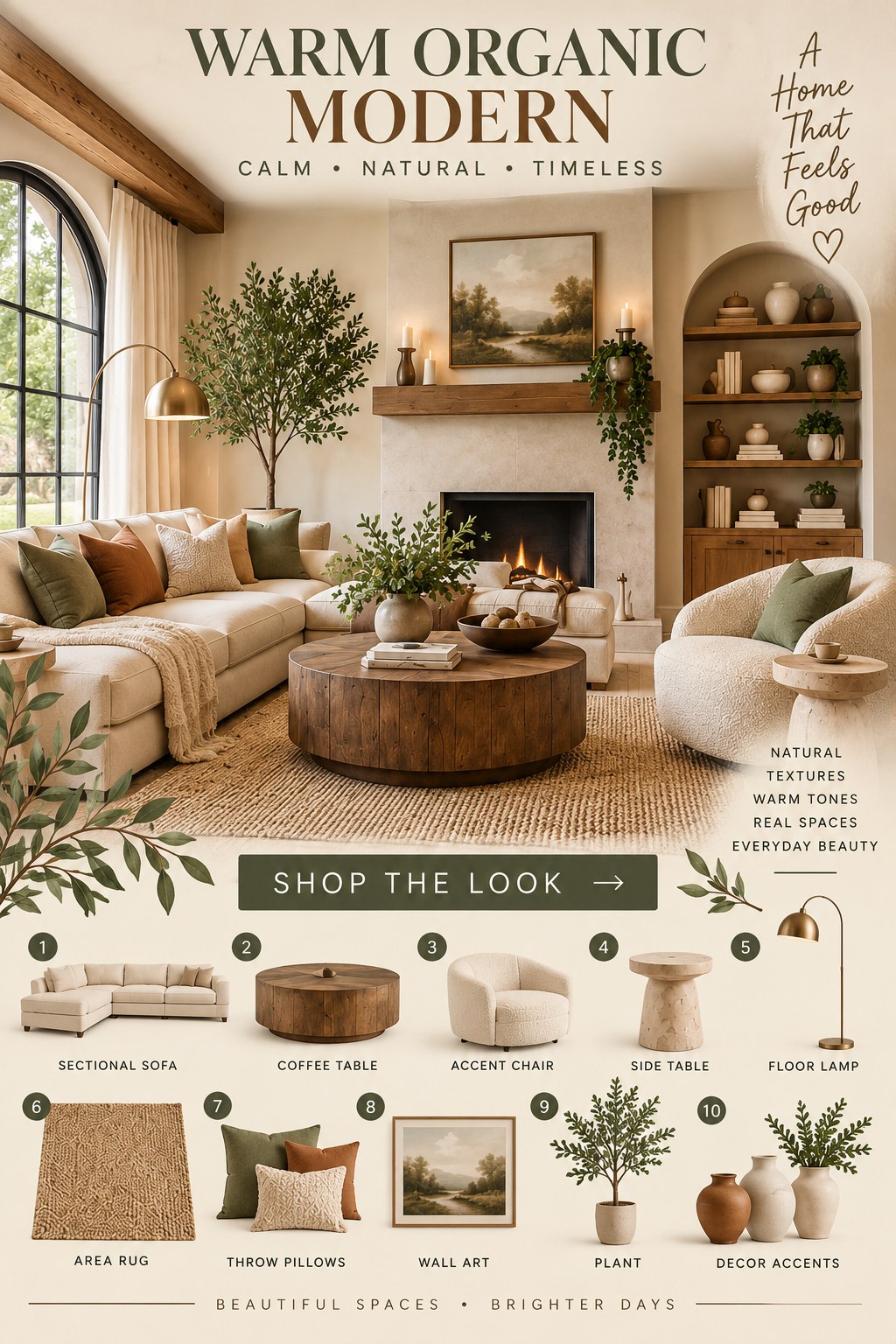 Warm Organic Modern living room concept